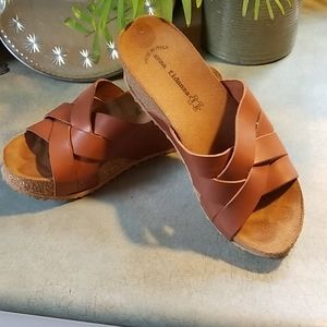 ANNA FIDANZA ITALIAN CRISSCROSS WEDGE SLIDES